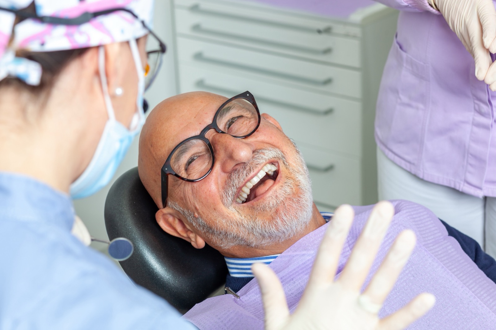 Patient smiling in dental chair